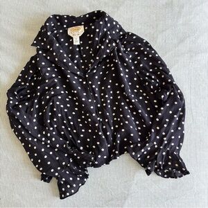 Talbots Black and White Polka Dot Blouse